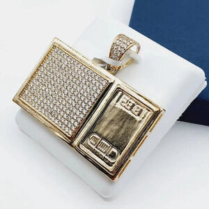 - "14K Gold Plated Cubic Zircon Pendant, EVBRS655